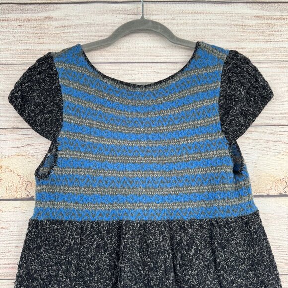 Free People Wool Blend Sweater Shirt Women's Size Medium Blue/Black - Picture 4 of 12